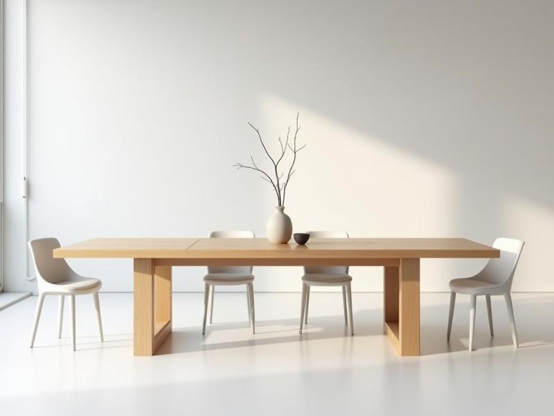 Massivt egetræsbord til spisestue, minimalistisk stil